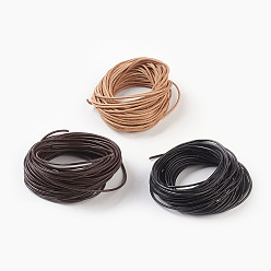 Mixed Color Cowhide Leather Cord, Leather Jewelry Cord, Jewelry DIY Making Material, Round, Mixed Color, 2mm, about 10.93 yards(10m)/bundle