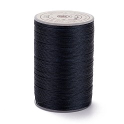 Midnight Blue Round Waxed Polyester Thread String, Micro Macrame Cord, Twisted Cord, for Leather Sewing Stitching, Midnight Blue, 0.3~0.4mm, about 174.98 Yards(160m)/Roll