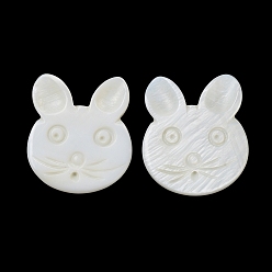 Floral White Natural Freshwater Shell Beads, Half Drilled, Rabbit, Floral White, 27x23.5x2.5mm, Hole: 1mm