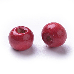 Red Dyed Natural Wood Beads, Round, Lead Free, Red, 18x17mm, Hole: 4~6mm, about 560pcs/1000g