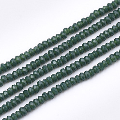 Dark Slate Gray Opaque Solid Color Glass Beads Strands, Faceted, Rondelle, Dark Slate Gray, 2~2.5x1~1.5mm, Hole: 0.5mm, about 165~170pcs/strand, 11.81 inch~12.20 inch(30~31cm)