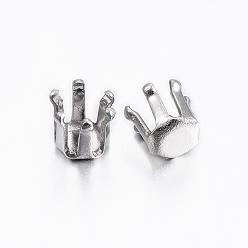 Stainless Steel Color 304 Stainless Steel Rhinestone Claw Settings, Stainless Steel Color, Fit for 2.5mm Rhinestone, 3x3mm