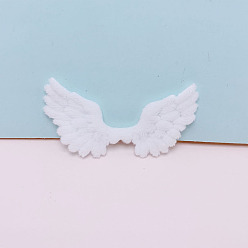 Blanco Forma de ala de ángel coser en accesorios de adorno esponjosos, decoración artesanal de costura diy, blanco, 68x35 mm