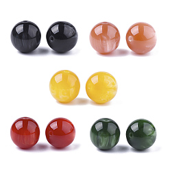 Couleur Mélangete Perles en résine, pierre d'imitation, ronde, couleur mixte, 19.5~20mm, Trou: 2.5mm