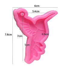 Rose Chaud Moules en silicone pendentif bricolage en forme d'oiseau, pour la fabrication de porte-clés, moules de résine, pour la résine UV, fabrication de bijoux en résine époxy, rose chaud, 78x60x10mm, diamètre intérieur: 70x54 mm