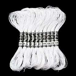 White 10 Skeins 12-Ply Metallic Polyester Embroidery Floss, Glitter Cross Stitch Threads for Craft Needlework Hand Embroidery, Friendship Bracelets Braided String, White, 0.8mm, about 8.75 Yards(8m)/skein