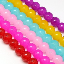 Mixed Color Imitation Jade Glass Round Bead Strands, Mixed Color, 8mm, Hole: 1mm, about 52pcs/strand, 15.7 inch