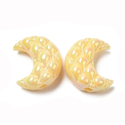 Yellow Opaque Acrylic Beads, AB Color Plated, Moon, Yellow, 20x17.5x9.5mm, Hole: 3mm