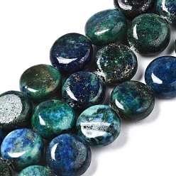 Chrysocolla and Lapis Lazuli Natural Chrysocolla and Lapis Lazuli Beads Strands, Flat Round, 8x4mm, Hole: 1mm, about 51pcs/strand, 15.87 inch(40.3cm)