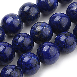 Lapislázuli Hilos de cuentas de lapislázuli natural, teñido, rondo, 6 mm, agujero: 1 mm, sobre 70 unidades / cadena, 15.7 pulgada