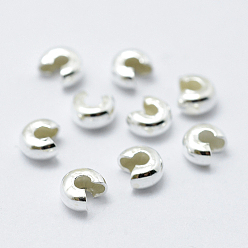 Silver 925 Sterling Silver Crimp Beads Cover, Silver, 4mm