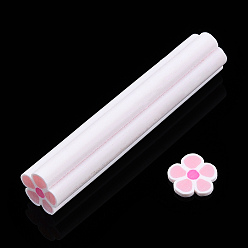 Pink Luminous Handmade Polymer Clay Nail Art Decoration, Fashion Nail Care, No Hole Tubes, Flower, Pink, 47~50x8~10x8~10mm