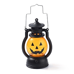 Orange Lampe à huile portable en plastique, citrouille lanterne, pour la décoration de fête d'halloween, motif sur le thème d'halloween, 124x76x54mm