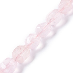 Cuarzo Rosa Natural aumentó de perlas de cuarzo hebras, facetados, oval, 14~15x10~11x9~10 mm, agujero: 1 mm, sobre 28 unidades / cadena, 15.47 pulgada (39.3 cm)