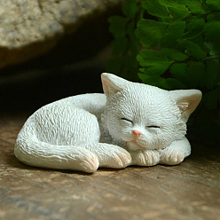 Blanc Résine créative pose des décorations d'affichage de figurine de chat, animal simulé, pour voiture bureau à domicile, blanc, 55x45x26mm