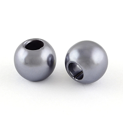 Slate Gray ABS Plastic Imitation Pearl European Beads, Large Hole Rondelle Beads, Slate Gray, 11.5~12x10mm, Hole: 4~5mm, about 780pcs/500g
