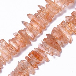Marron Sablonneux Brins de perles teintes en cristal de quartz craquelé naturel, puce, Sandy Brown, 13~38x3~7x4~7mm, Trou: 1mm, Environ 67~70 pcs/chapelet, 14.76~15.16'' (37.5~38.5 cm)
