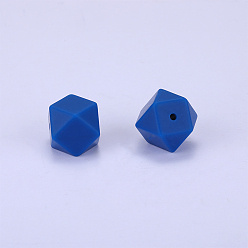 Bleu Marine Perles de silicone hexagonales, perles à mâcher pour les jouets de dentition, Diy soins infirmiers colliers faisant, bleu marine, 23x17.5x23mm, Trou: 2.5mm