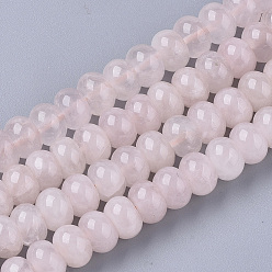 Cuarzo Rosa Natural aumentó de perlas de cuarzo hebras, Rondana plana, 8x5~6 mm, agujero: 0.8 mm, sobre 76~77 unidades / cadena, 15.94 pulgada (40.5 cm)