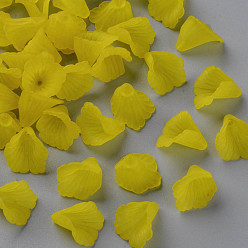 Champagne Yellow Transparent Acrylic Bead Caps, Trumpet Flower Beads, Frosted, Flower, Champagne Yellow, 18x18x17mm, Hole: 1.5mm, about 700pcs/500g