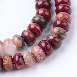 Jaspe Rouge Rouge naturel perles de jaspe brins, rondelle, 6x4mm, Trou: 1mm, Environ 95~98 pcs/chapelet, 14.17~14.96 pouce