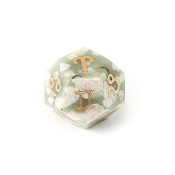 Autres Jades Dés polyédriques à faces classiques en jade naturel, autre face, graver douze constellations jouet de jeu de divination, 12mm