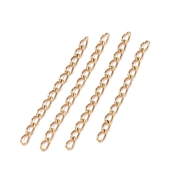 Golden Ion Plating(IP) 304 Stainless Steel Curb Chains Extender, Golden, 25mm, Link: 3x1.6x0.4mm