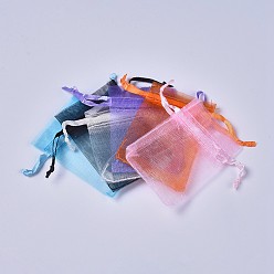 Mixed Color Solid Color Organza Bags, Wedding Favor Bags, Favour Bag, Mother's Day Bags, Rectangle, Mixed Color, 7x5cm, 30pcs/set