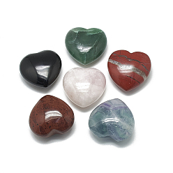 Mixed Stone Natural & Synthetic Mixed Stone Heart Love Stone, Pocket Palm Stone for Reiki Balancing, Home Display Decorations, 39~41x40~40.5x17~19mm