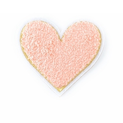 Rose Brumeux Tissu tissu à broder informatisé repasser/coudre sur les patchs, cœur, rose brumeuse, 75x70mm