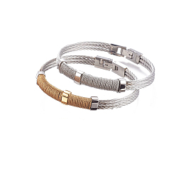 Mixed Color 304 Stainless Steel Bangles, with Watch Band Clasps, Mixed Color, 2-1/4 inch(5.6cm)