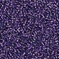 (2224) Silver-Lined Transparent Purple Toho perles de rocaille rondes, perles de rocaille japonais, (2224) violet transparent doublé d'argent, 15/0, 1.5mm, Trou: 0.7mm, à propos 3000pcs / bouteille, 10 g / bouteille