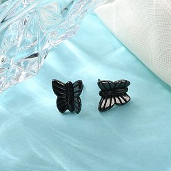 Negro Pendientes de mariposa de cerámica con circonita biocerámica hipoalergénica, sin decoloración y sin níquel, negro, 11.5x10.5 mm