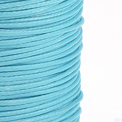 Turquoise Cordes en polyester ciré coréen tressé, turquoise, 0.8mm, environ 87.48 yards (80m)/rouleau