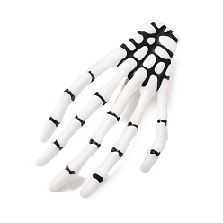 Белый Пластиковые заколки для волос из кожи аллигатора на тему Хэллоуина для женщин и девочек, с железом найти, форма руки скелет, белые, 73x42x15 мм
