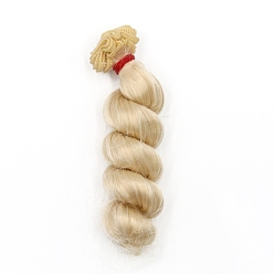 Color Canela Pelo largo y rizado de la peluca de la muñeca del peinado de la fibra de alta temperatura, para diy girl bjd makings accesorios, bronceado, 5.91 pulgada (15 cm)