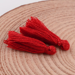 Rouge Fil de coton pendentif pompon décorations, rouge, 25~31x5 mm, sur 39~47 PCs / sac