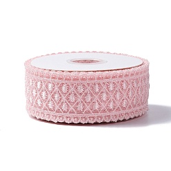 Pink 10 mètres de ruban de garniture en dentelle de polyester, pour le bricolage fabrication de bijoux, rose, 1-1/2 pouces (38.5~39.5 mm)