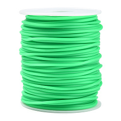 Lime Green Hollow Pipe PVC Tubular Synthetic Rubber Cord, Wrapped Around White Plastic Spool, Lime Green, 2mm, Hole: 1mm, about 54.68 yards(50m)/roll