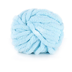 Light Sky Blue Polyester Wool Jumbo Chenille Yarn, Premium Soft Giant Bulky Chunky Arm Hand Finger Knitting Yarn, for Handmade Braided Knot Pillow Throw Blanket, Light Sky Blue, 20mm, about 27m/roll