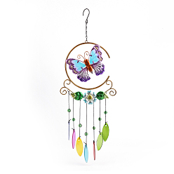 Mariposa Campanas de viento, decoraciones colgantes de vidrio y arte del hierro, mariposa, 560x200 mm