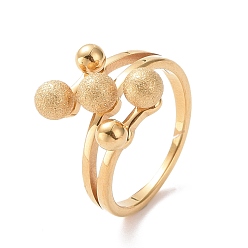 Golden Ion Plating(IP) 304 Stainless Steel Round Ball Finger Ring for Women, Golden, US Size 6 3/4~9(17.1~18.9mm)