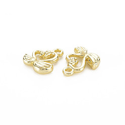 Light Gold Rack Plating Alloy Charms, Cadmium Free & Nickel Free & Lead Free, Swan, Light Gold, 15x12.5x4mm, Hole: 1.6mm