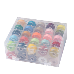 Mixed Color 402 Polyester Sewing Thread, Plastic Bobbins and Clear Box, Mixed Color, 0.1mm, 50m/roll, 50roll/box