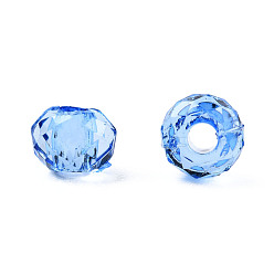 Aciano Azul Abalorios de acrílico transparentes, facetados, Rondana plana, azul aciano, 4x3.5 mm, agujero: 1.5 mm, Sobre 14000 unidades / 500 g