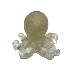 Cristal de Quartz Figurine de poulpe en résine, décoration de la maison, avec des éclats de cristal de quartz naturel à l'intérieur des décorations d'affichage, 60x65x40mm