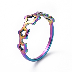 Rainbow Color Ионное покрытие (ip) 201 кольцо из нержавеющей стали для женщин, Радуга цветов, размер США 6 1/2 (16.9 мм)