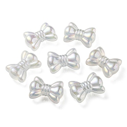 Cyan Clair Placage uv perles acryliques transparentes lumineuses, brillent dans le noir, bowknot, cyan clair, 24.5x32.5x12mm, Trou: 4mm