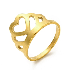 Oro Revestimiento iónico (ip) 201 anillos para los dedos de acero inoxidable, Anillos de banda ancha con corona de corazón ahuecados para mujer, dorado, tamaño de EE. UU. 7 1/4 (17.5 mm), 2 mm, corona: 13x17 mm