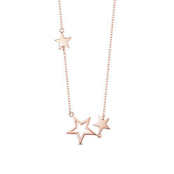 Розовое Золото Ожерелье shegrace 925 из стерлингового серебра, с печатью s925, звезда, розовое золото , 15.75 дюйм (40 см)